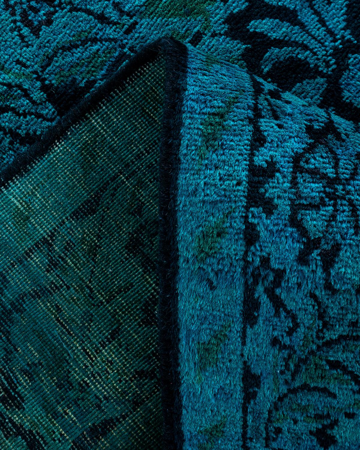 Lana Tappeto contemporaneo Fine Vibrance in lana annodata a mano di colore nero in vendita
