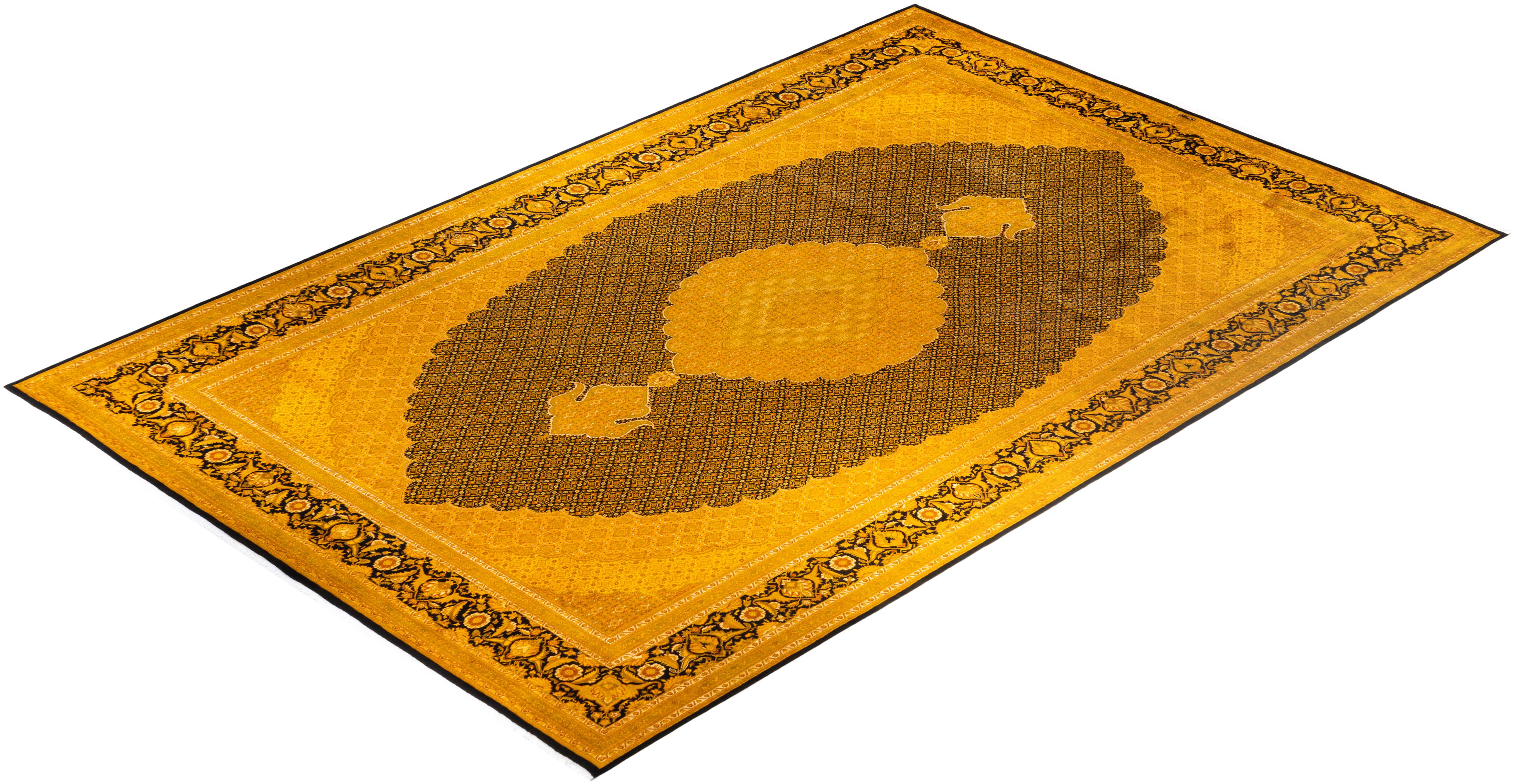 Contemporary Fine Vibrance Hand Knotted Wool Black Area Rug im Angebot 2