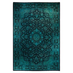 Contemporary Fine Vibrance Hand Knotted Wool Black Area Rug