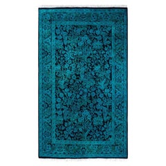 Contemporary Fine Vibrance Hand Knotted Wool Black Area Rug