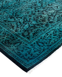 Contemporary Fine Vibrance Hand Knotted Wool Black Runner