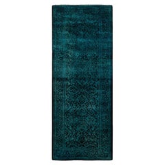 Contemporary Fine Vibrance Hand Knotted Wool Black Runner