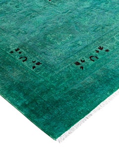 Contemporary Fine Vibrance Hand Knotted Wool Blue Area Rug