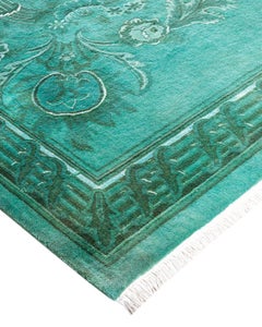 Contemporary Fine Vibrance Hand Knotted Wool Blue Area Rug