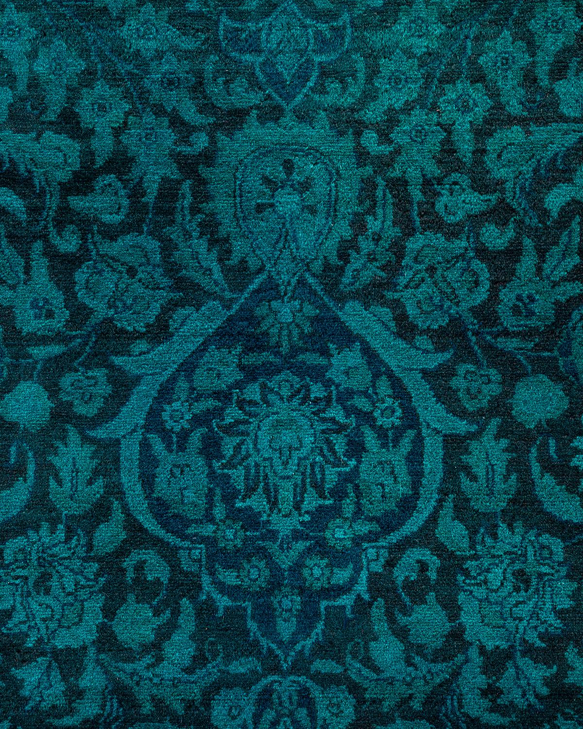 Pakistano Tappeto contemporaneo Fine Vibrance in lana annodata a mano di colore blu in vendita