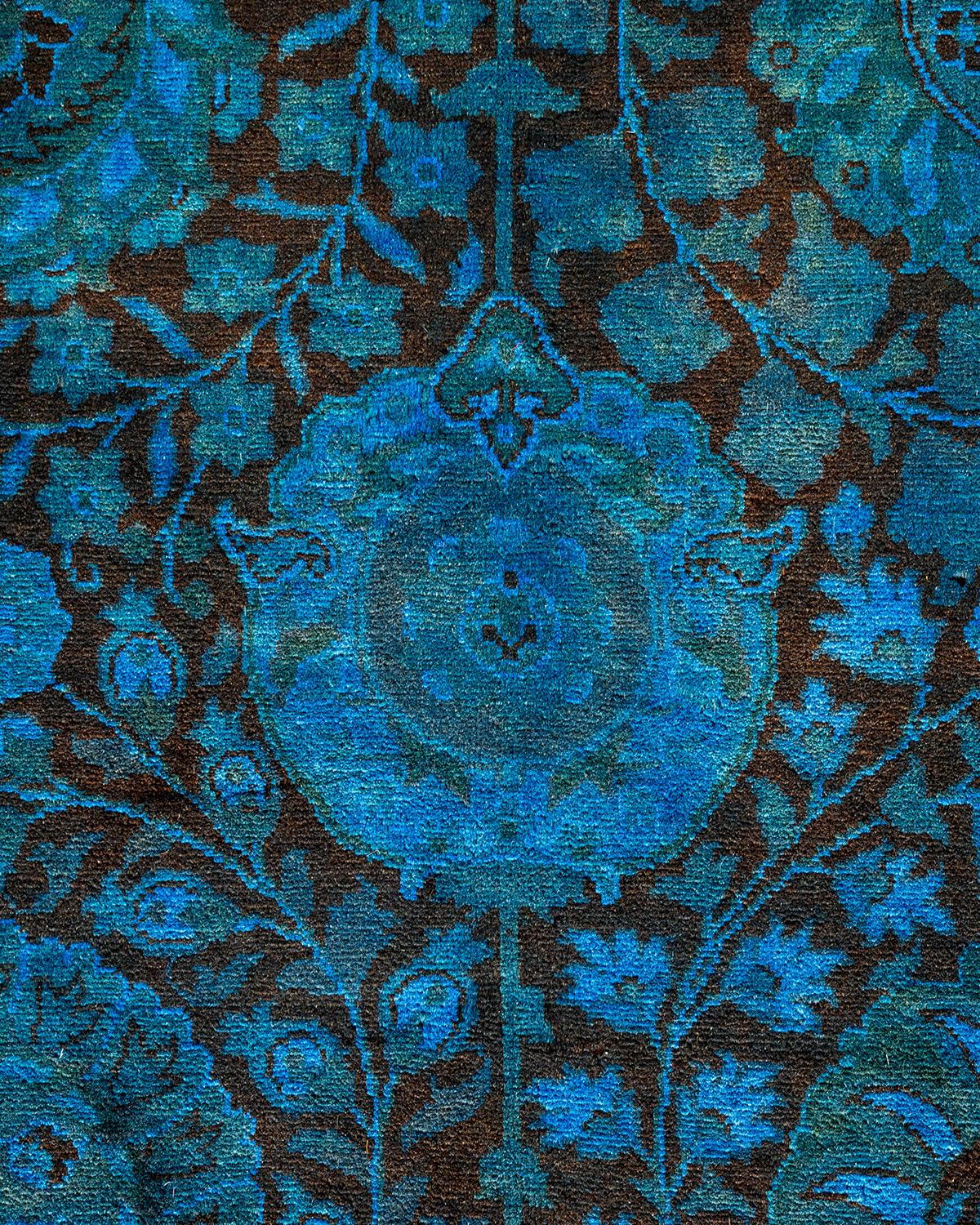 Alfombra contemporánea de lana anudada a mano de color azul vibrante Pakistaní en venta