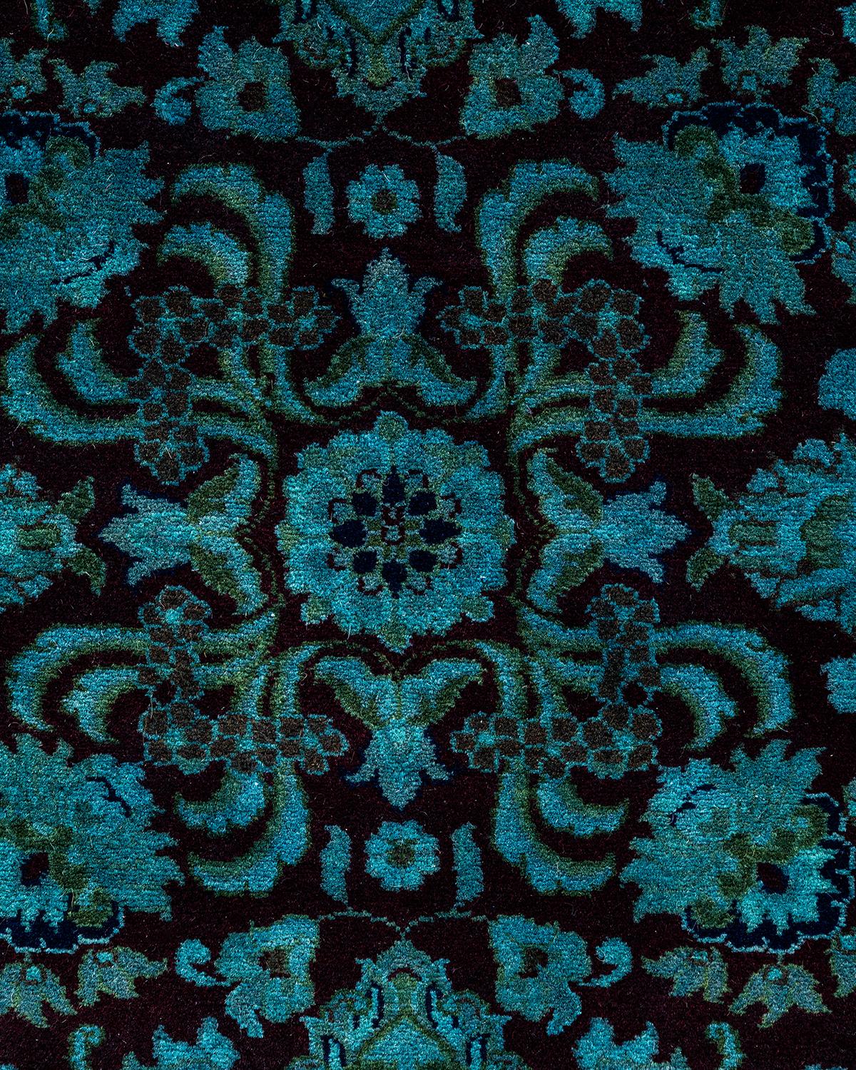 Alfombra contemporánea de lana anudada a mano de color azul vibrante Pakistaní en venta