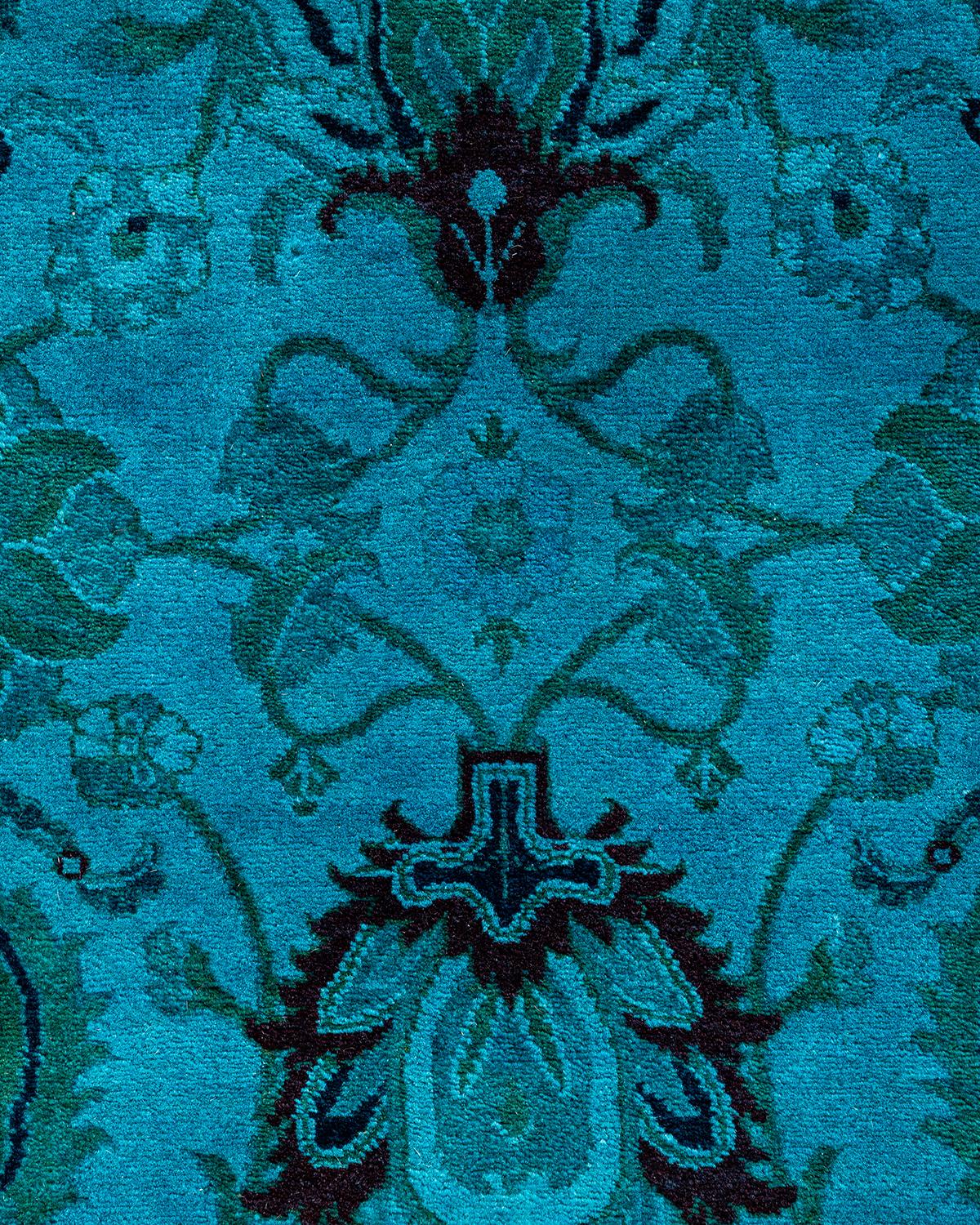 Pakistano Tappeto contemporaneo Fine Vibrance in lana annodata a mano di colore blu in vendita