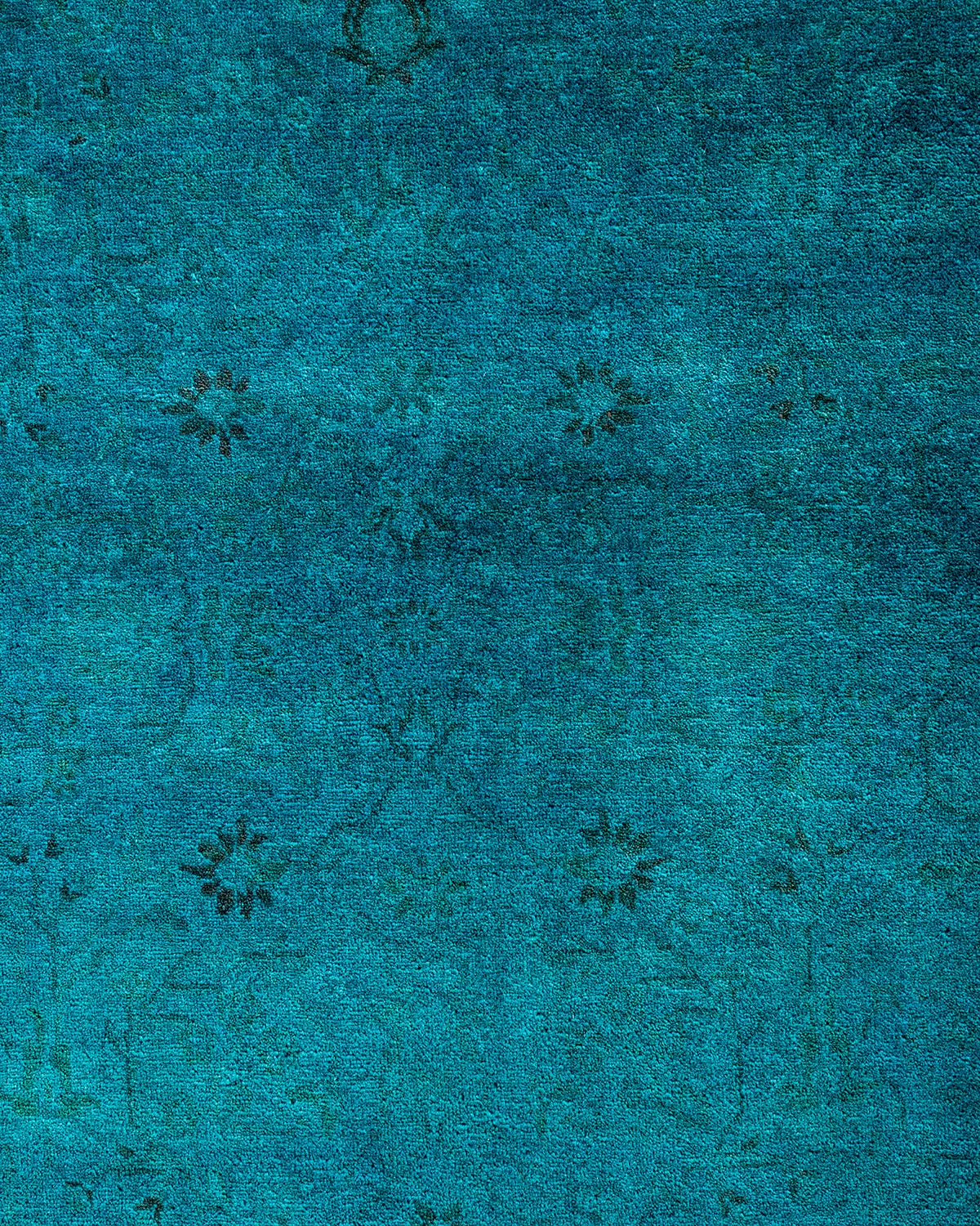 Pakistano Tappeto contemporaneo Fine Vibrance in lana annodata a mano di colore blu in vendita