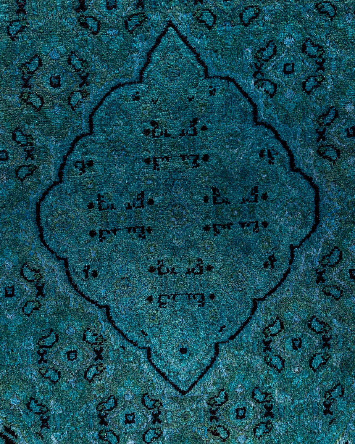 Pakistano Tappeto contemporaneo Fine Vibrance in lana annodata a mano di colore blu in vendita