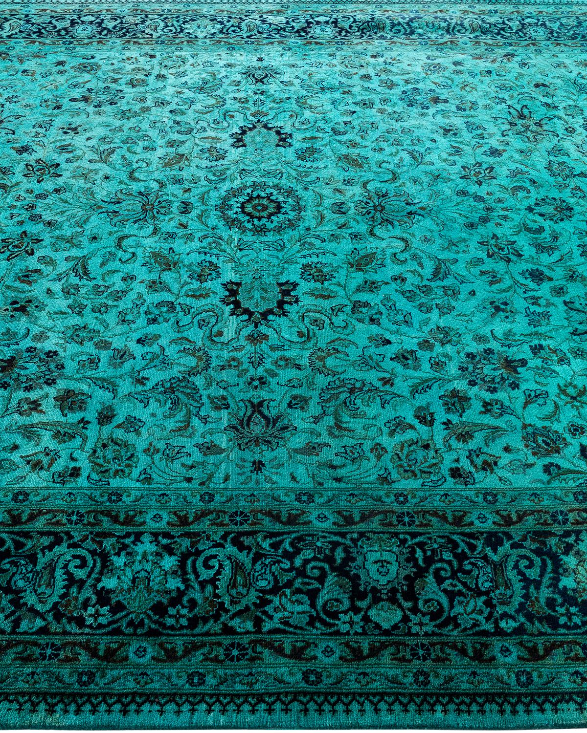 Alfombra contemporánea de lana anudada a mano de color azul vibrante en Nuevo estado para la venta en Norwalk, CT