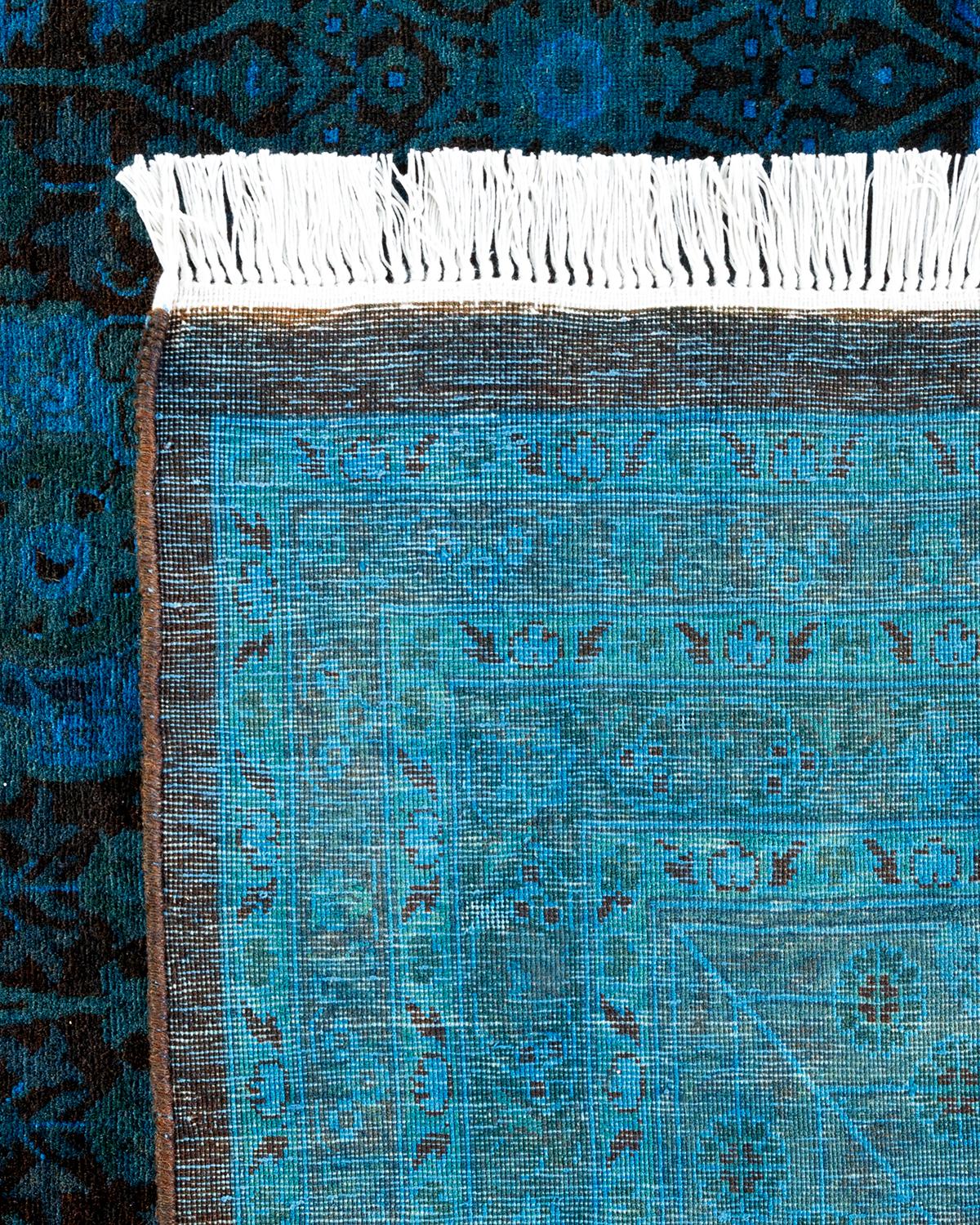 Alfombra contemporánea de lana anudada a mano de color azul vibrante Siglo XXI y contemporáneo en venta