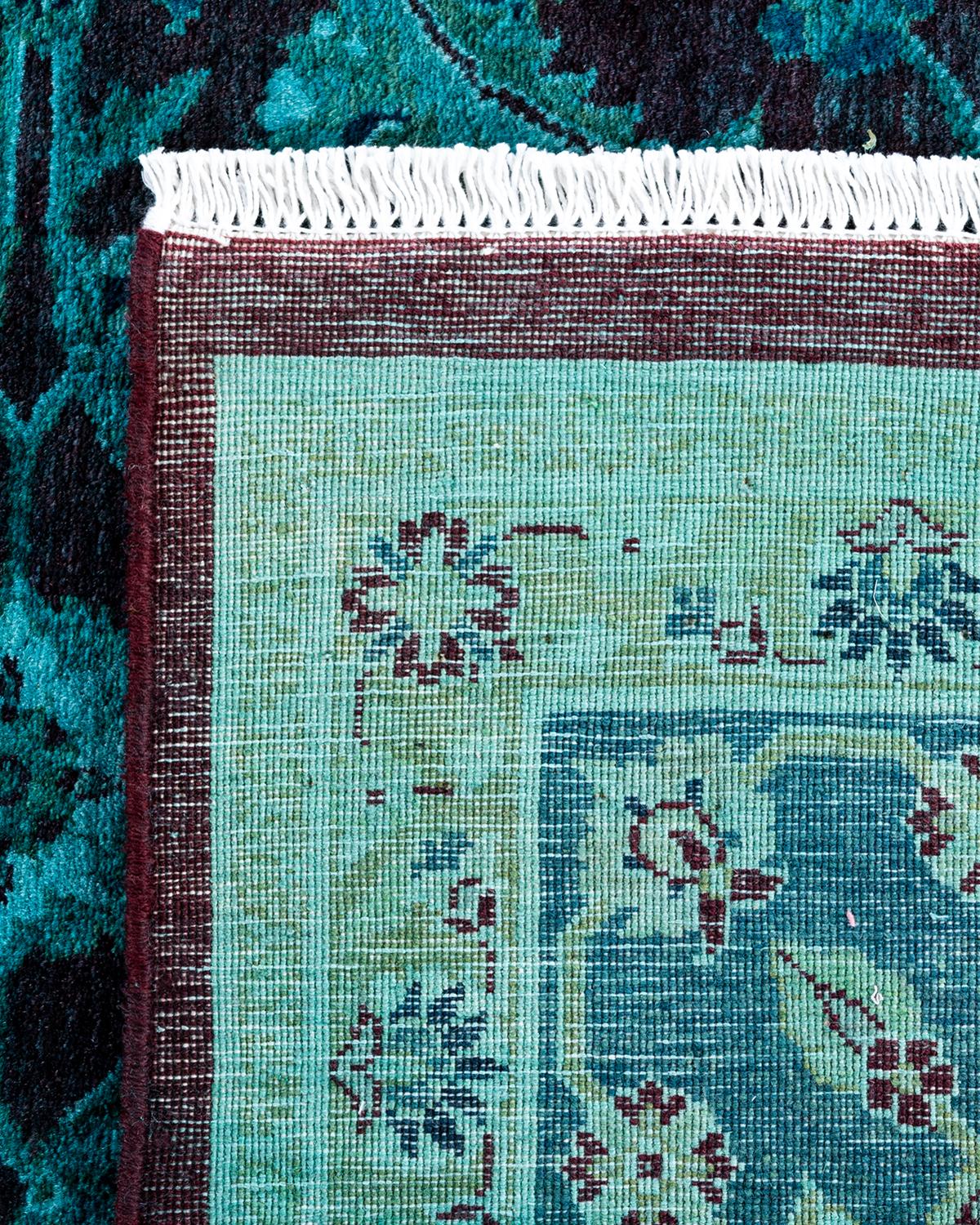 XXIe siècle et contemporain Contemporary Fine Vibrance Hand Knotted Wool Blue Area Rug (Tapis bleu en laine nouée à la main) en vente
