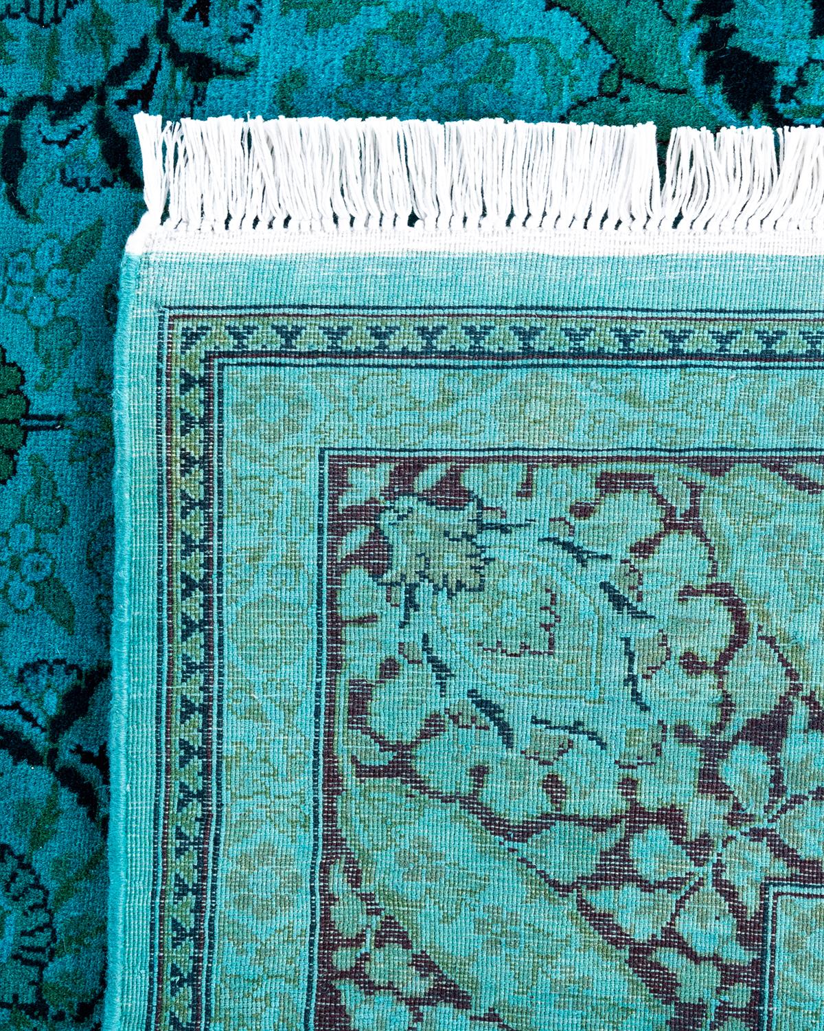 XXIe siècle et contemporain Contemporary Fine Vibrance Hand Knotted Wool Blue Area Rug (Tapis bleu en laine nouée à la main) en vente