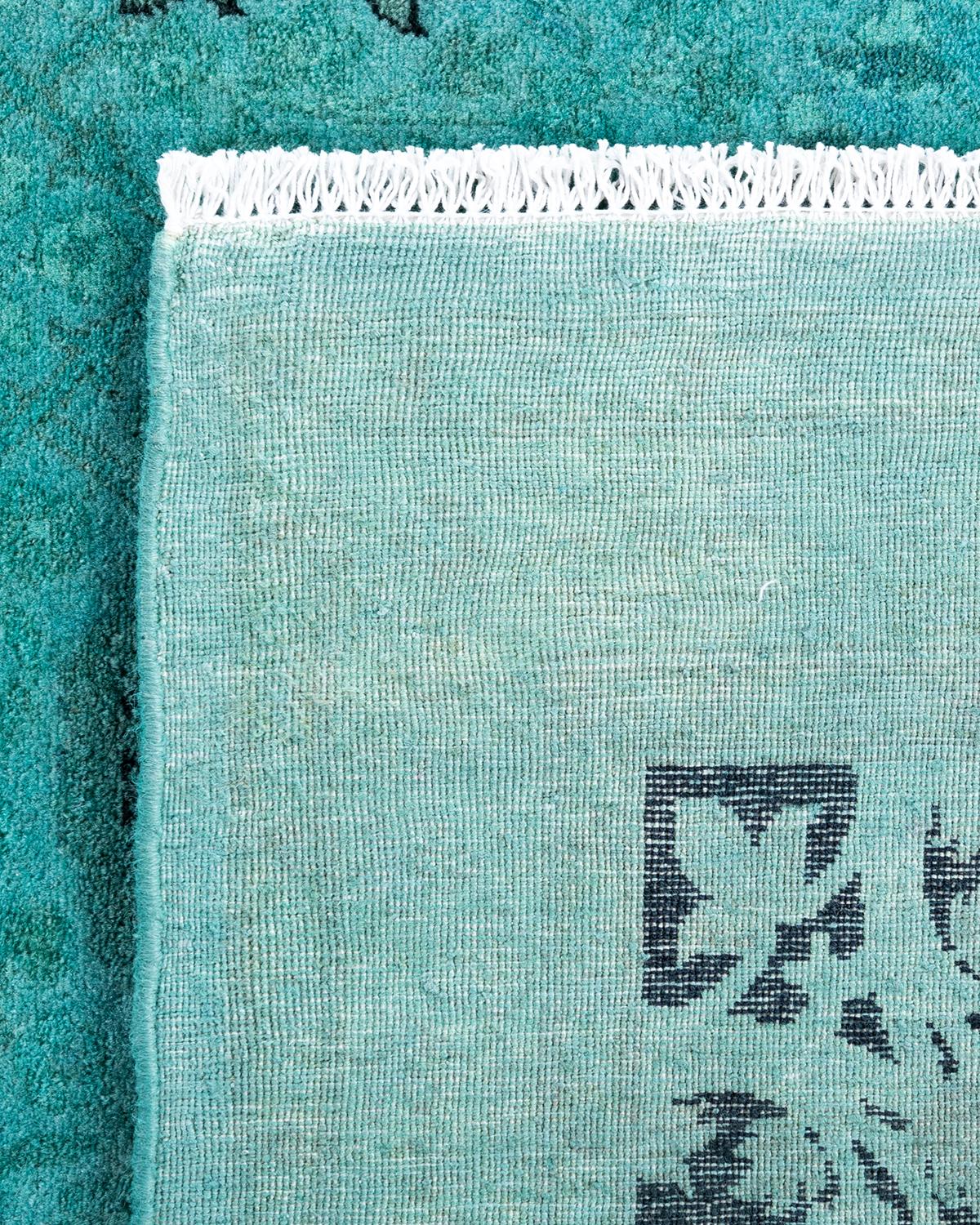 XXIe siècle et contemporain Contemporary Fine Vibrance Hand Knotted Wool Blue Area Rug (Tapis bleu en laine nouée à la main) en vente