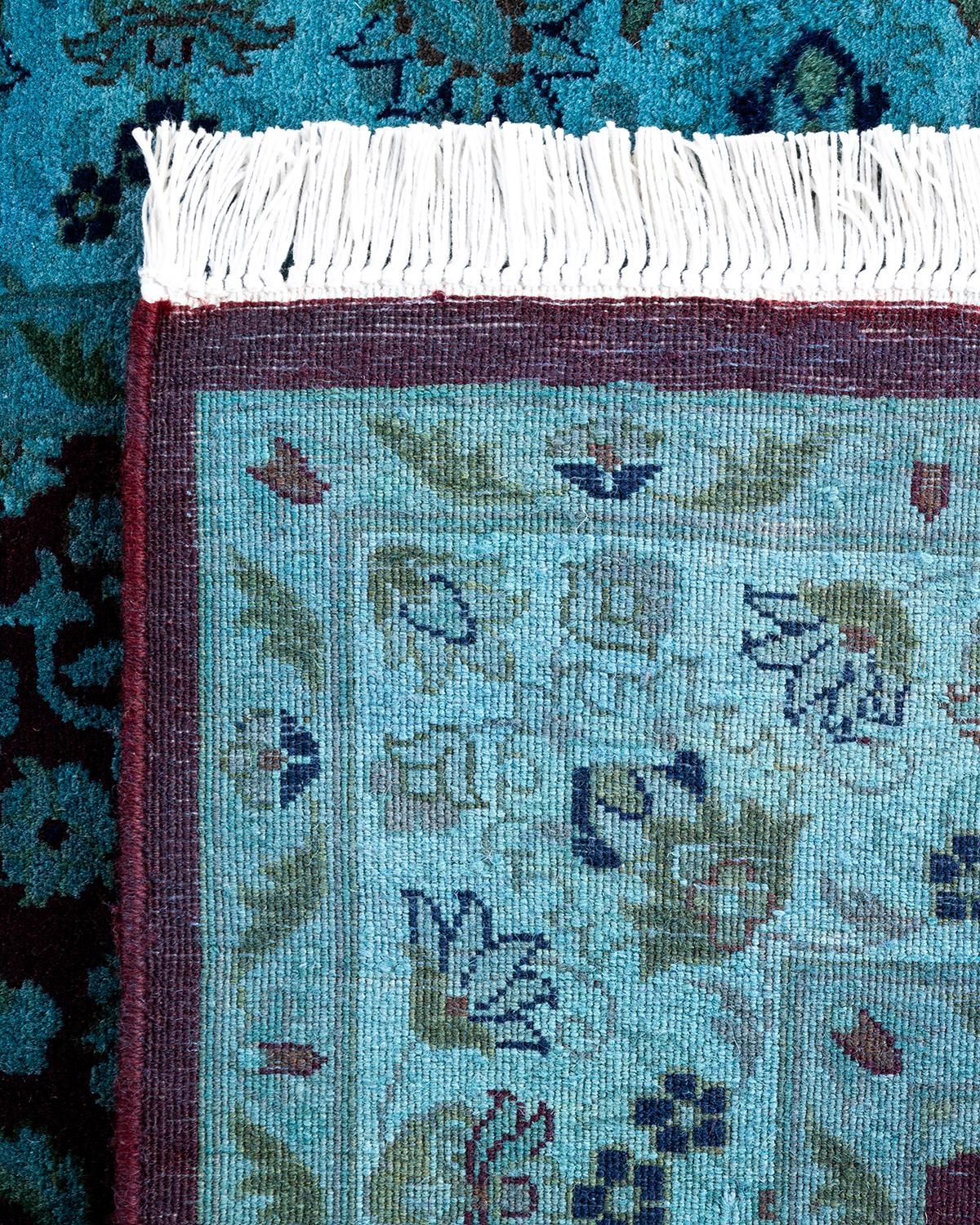 Alfombra contemporánea de lana anudada a mano de color azul vibrante Siglo XXI y contemporáneo en venta