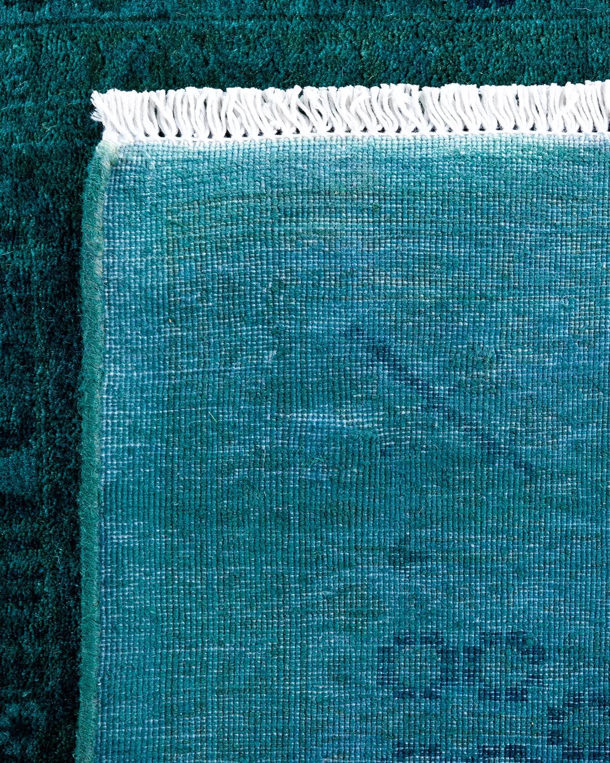 Contemporary Fine Vibrance Hand Knotted Wool Blue Area Rug 1