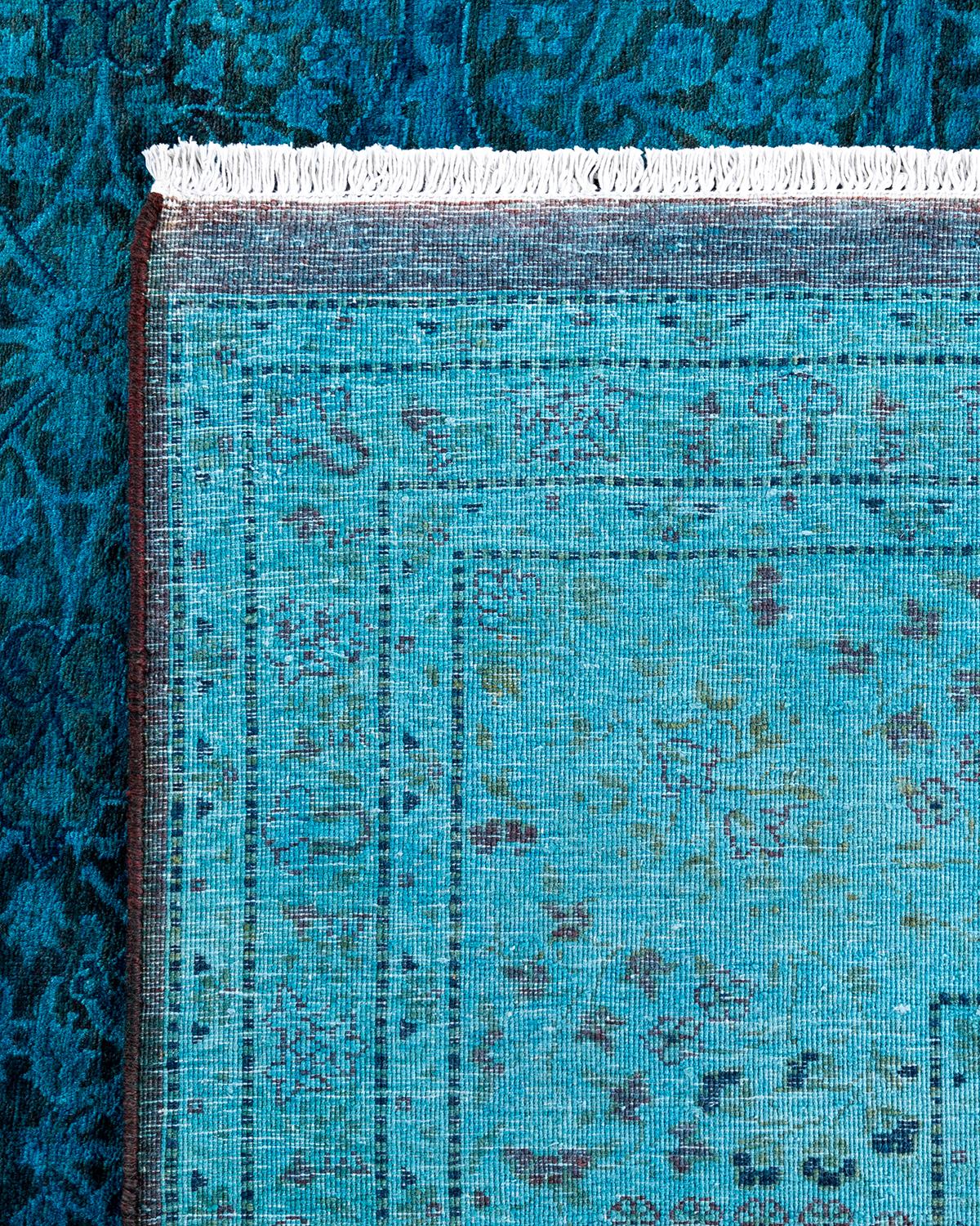 Contemporary Fine Vibrance Hand Knotted Wool Blue Area Rug (21. Jahrhundert und zeitgenössisch) im Angebot