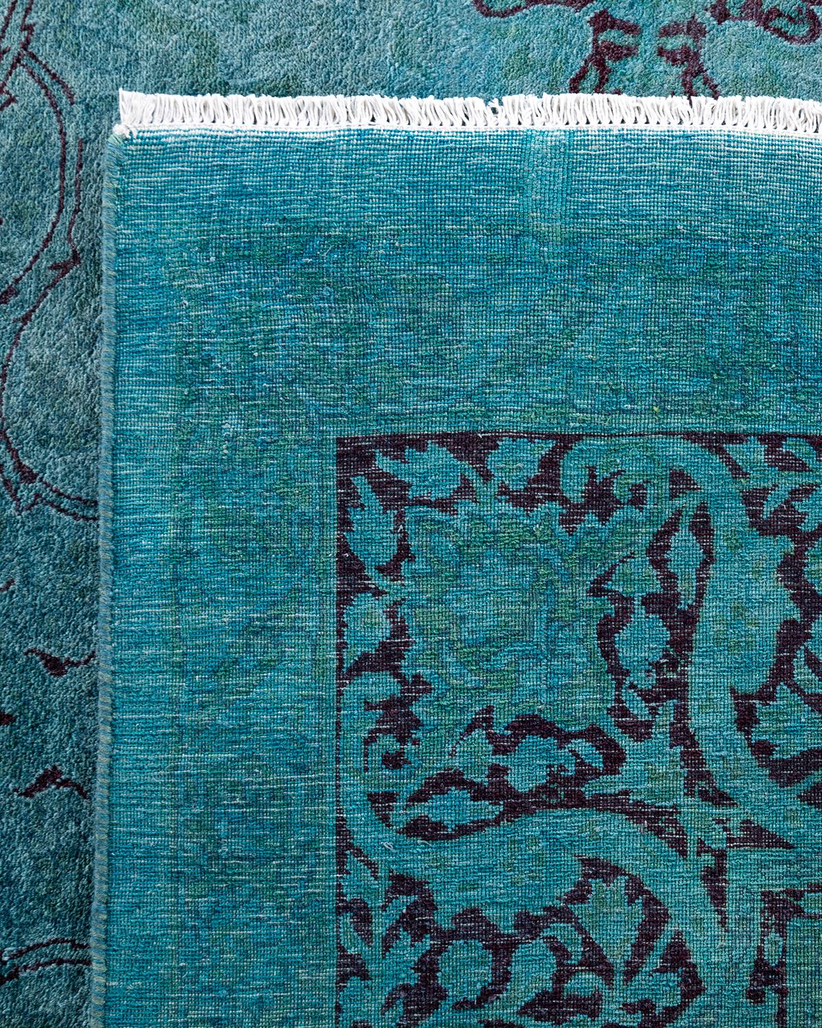 XXIe siècle et contemporain Contemporary Fine Vibrance Hand Knotted Wool Blue Area Rug (Tapis bleu en laine nouée à la main) en vente