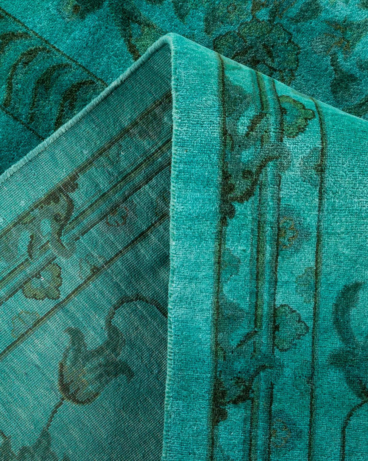 Alfombra contemporánea de lana anudada a mano de color azul vibrante Lana en venta