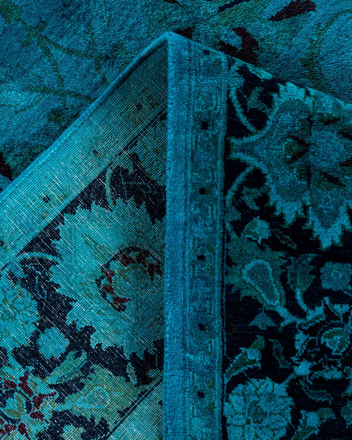 Lana Tappeto contemporaneo Fine Vibrance in lana annodata a mano di colore blu in vendita