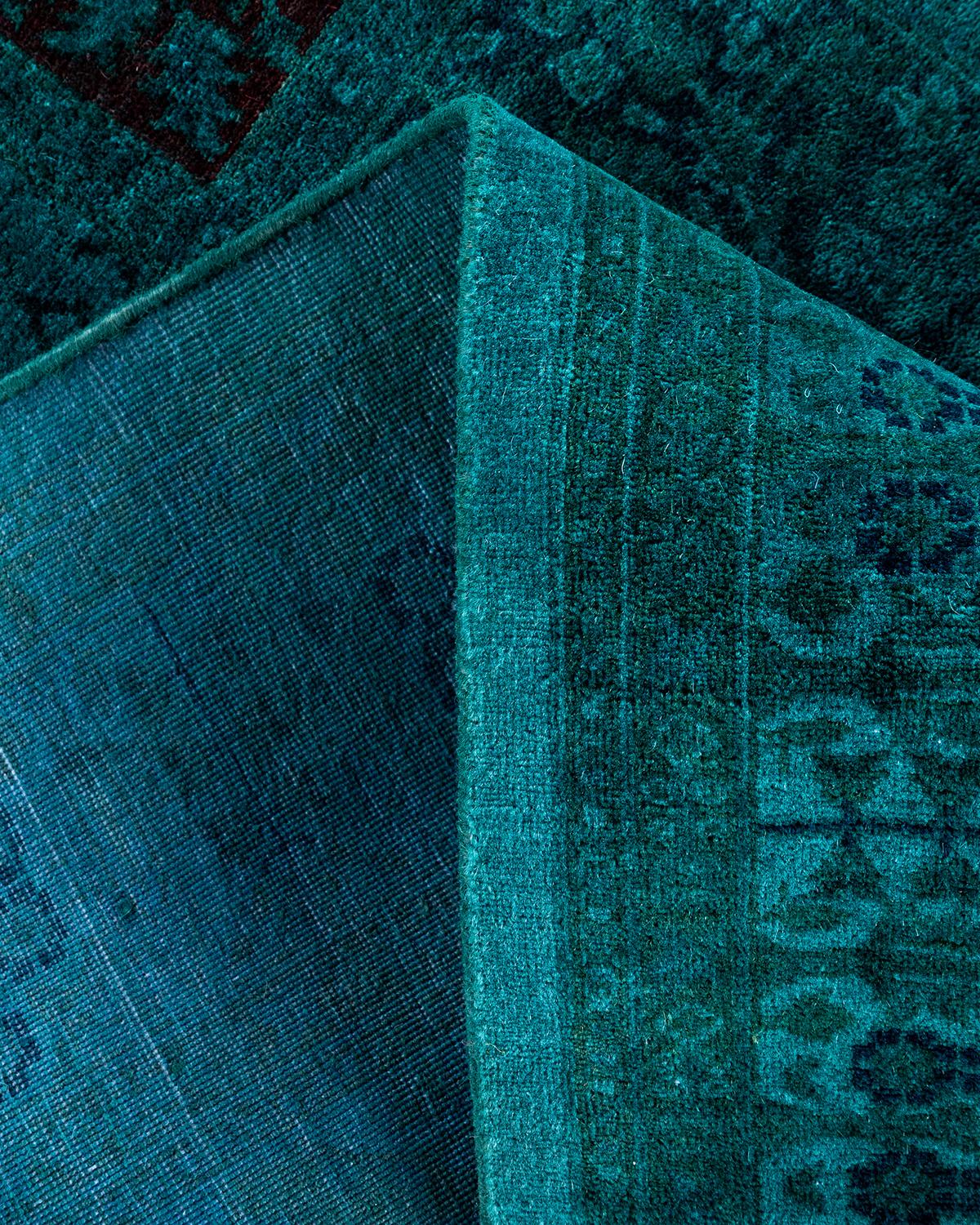 Contemporary Fine Vibrance Hand Knotted Wool Blue Area Rug 2