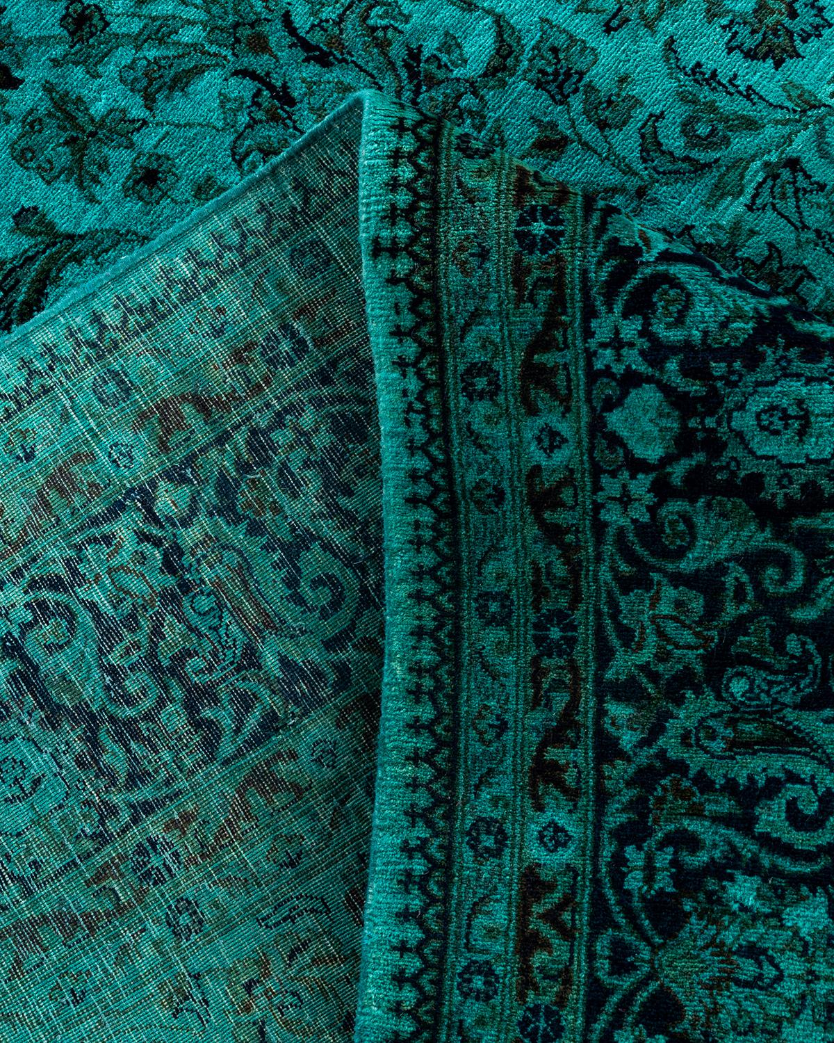 Alfombra contemporánea de lana anudada a mano de color azul vibrante Lana en venta
