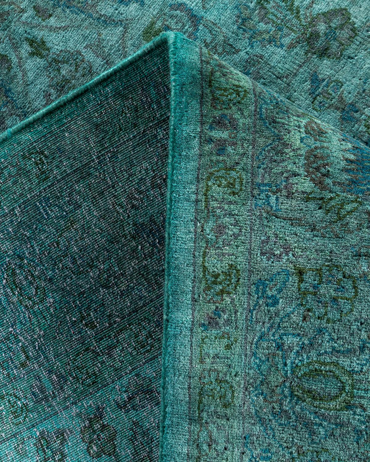 Contemporary Fine Vibrance Hand Knotted Wool Blue Area Rug 2
