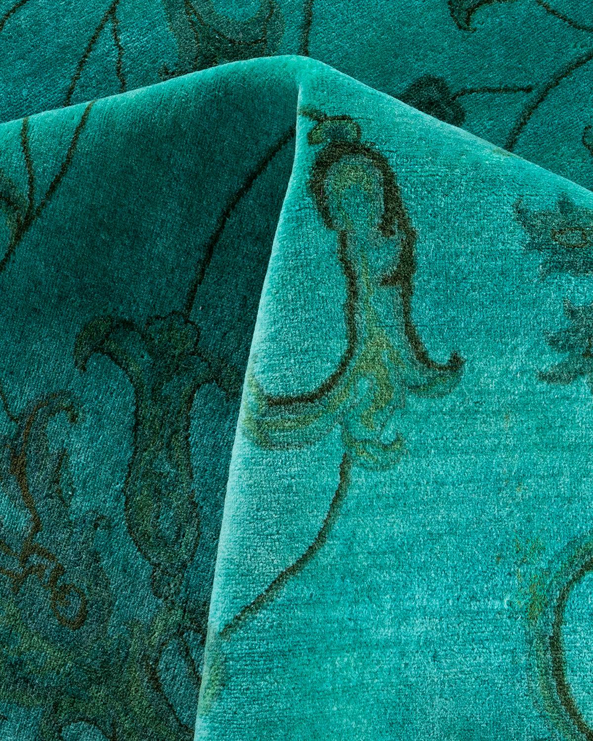 Alfombra contemporánea de lana anudada a mano de color azul vibrante en venta 1