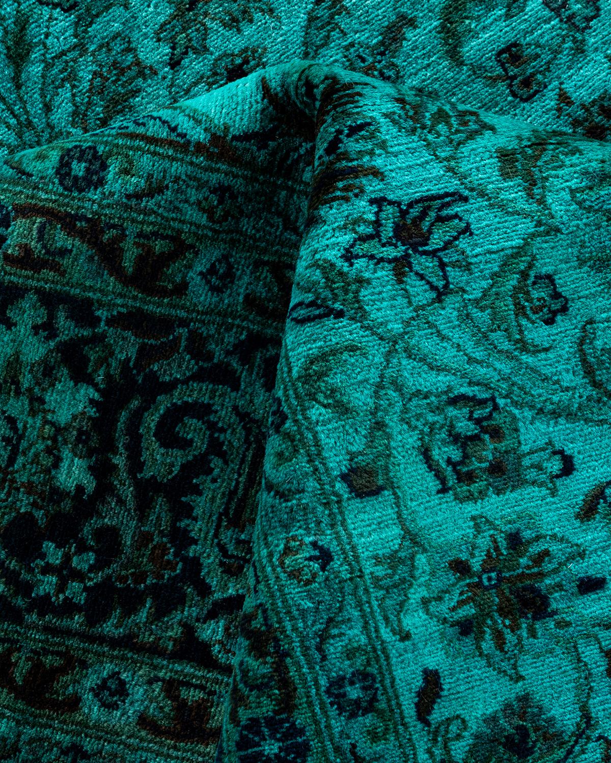 Alfombra contemporánea de lana anudada a mano de color azul vibrante en venta 1