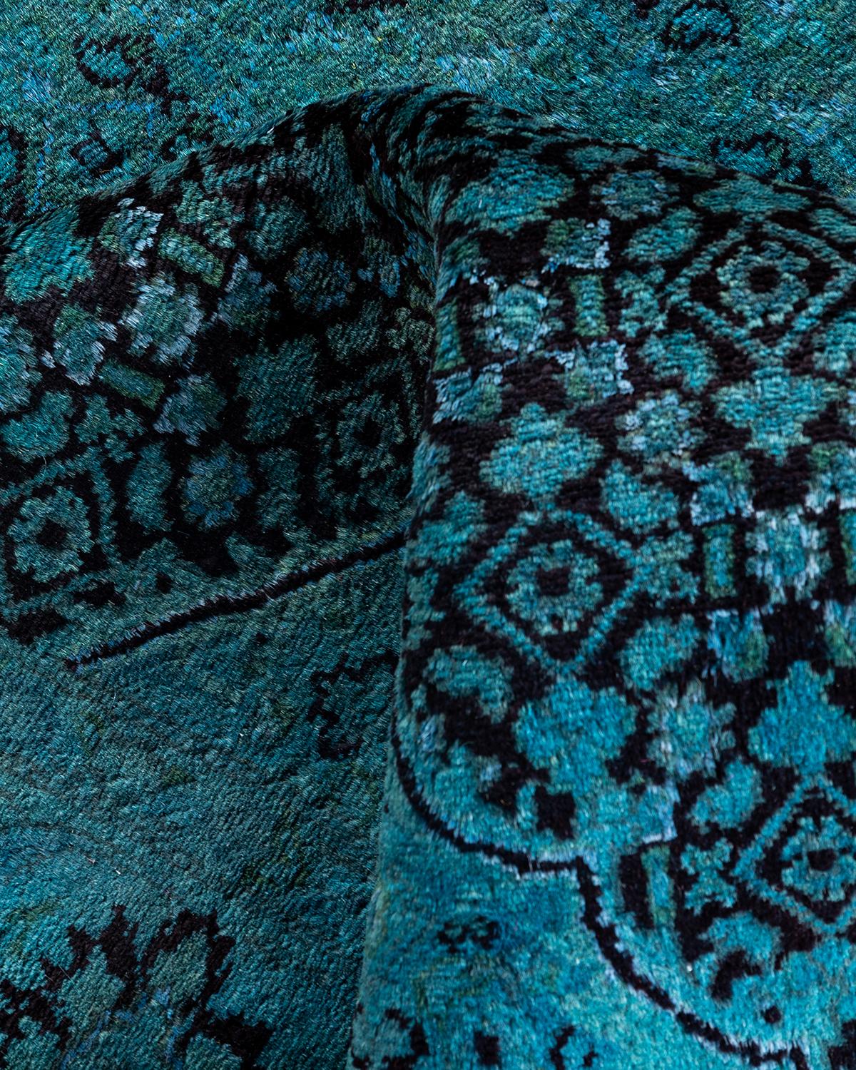 Tappeto contemporaneo Fine Vibrance in lana annodata a mano di colore blu in vendita 1