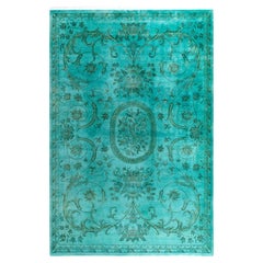 Contemporary Fine Vibrance Hand Knotted Wool Blue Area Rug 