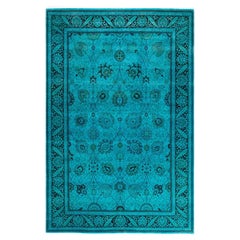 Tappeto contemporaneo Fine Vibrance in lana annodata a mano di colore blu