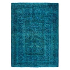 Tappeto contemporaneo Fine Vibrance in lana annodata a mano di colore blu