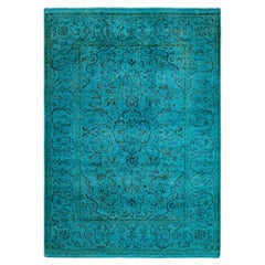 Tappeto contemporaneo Fine Vibrance in lana annodata a mano di colore blu