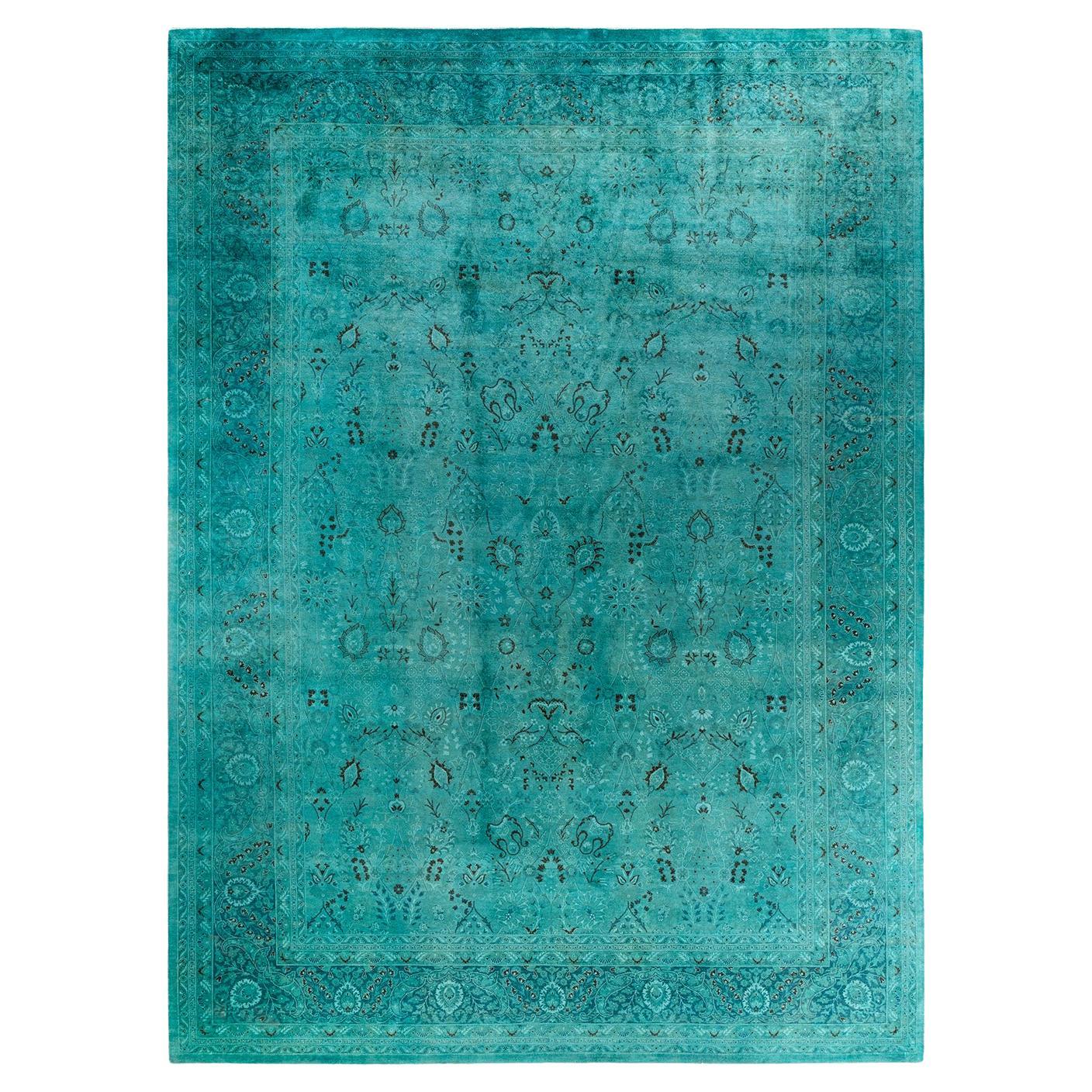 Tappeto contemporaneo Fine Vibrance in lana annodata a mano di colore blu