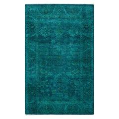Tappeto contemporaneo Fine Vibrance in lana annodata a mano di colore blu