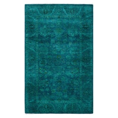 Contemporary Fine Vibrance Hand Knotted Wool Blue Area Rug 