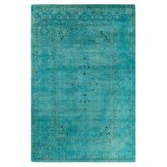 Tappeto contemporaneo Fine Vibrance in lana annodata a mano di colore blu