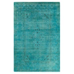 Contemporary Fine Vibrance Hand Knotted Wool Blue Area Rug 