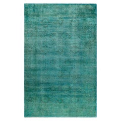 Contemporary Fine Vibrance Hand Knotted Wool Blue Area Rug (Tapis bleu en laine nouée à la main)