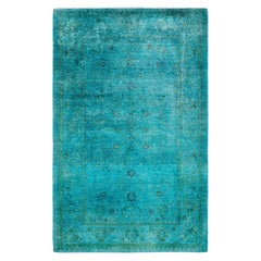 Contemporary Fine Vibrance Hand Knotted Wool Blue Area Rug