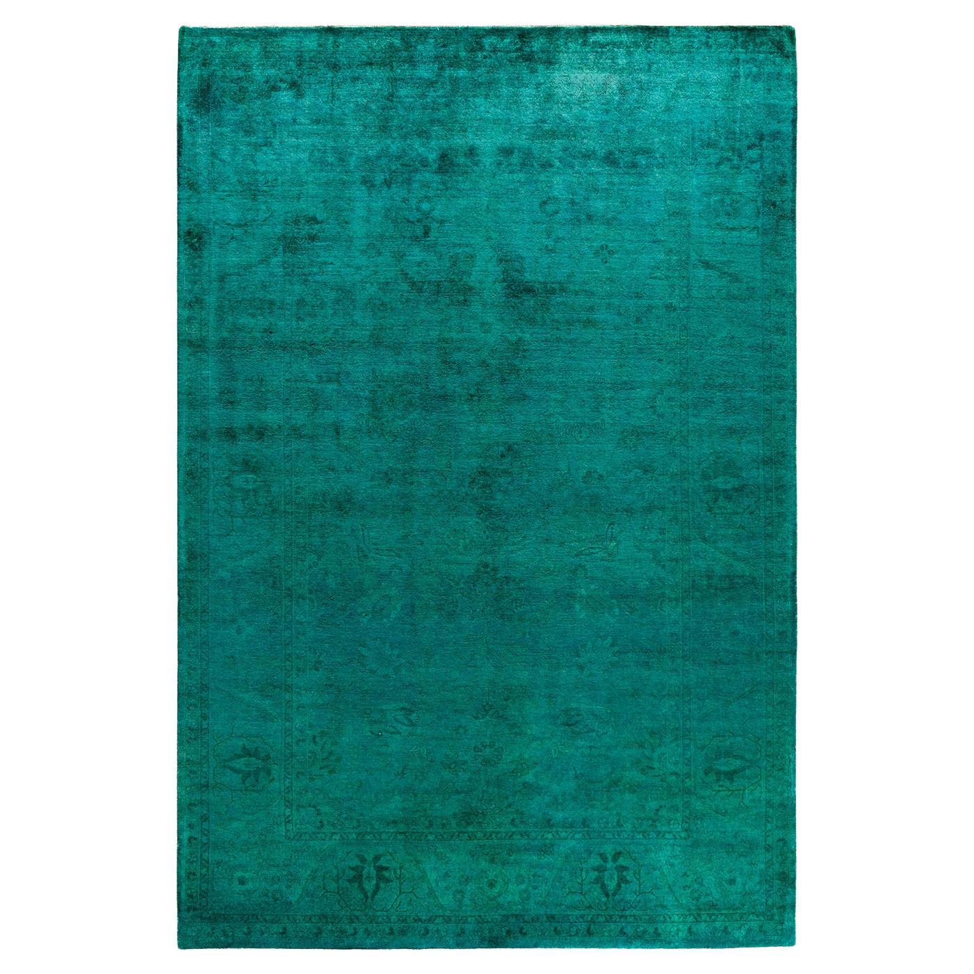 Tappeto contemporaneo Fine Vibrance in lana annodata a mano di colore blu