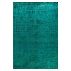 Contemporary Fine Vibrance Hand Knotted Wool Blue Area Rug