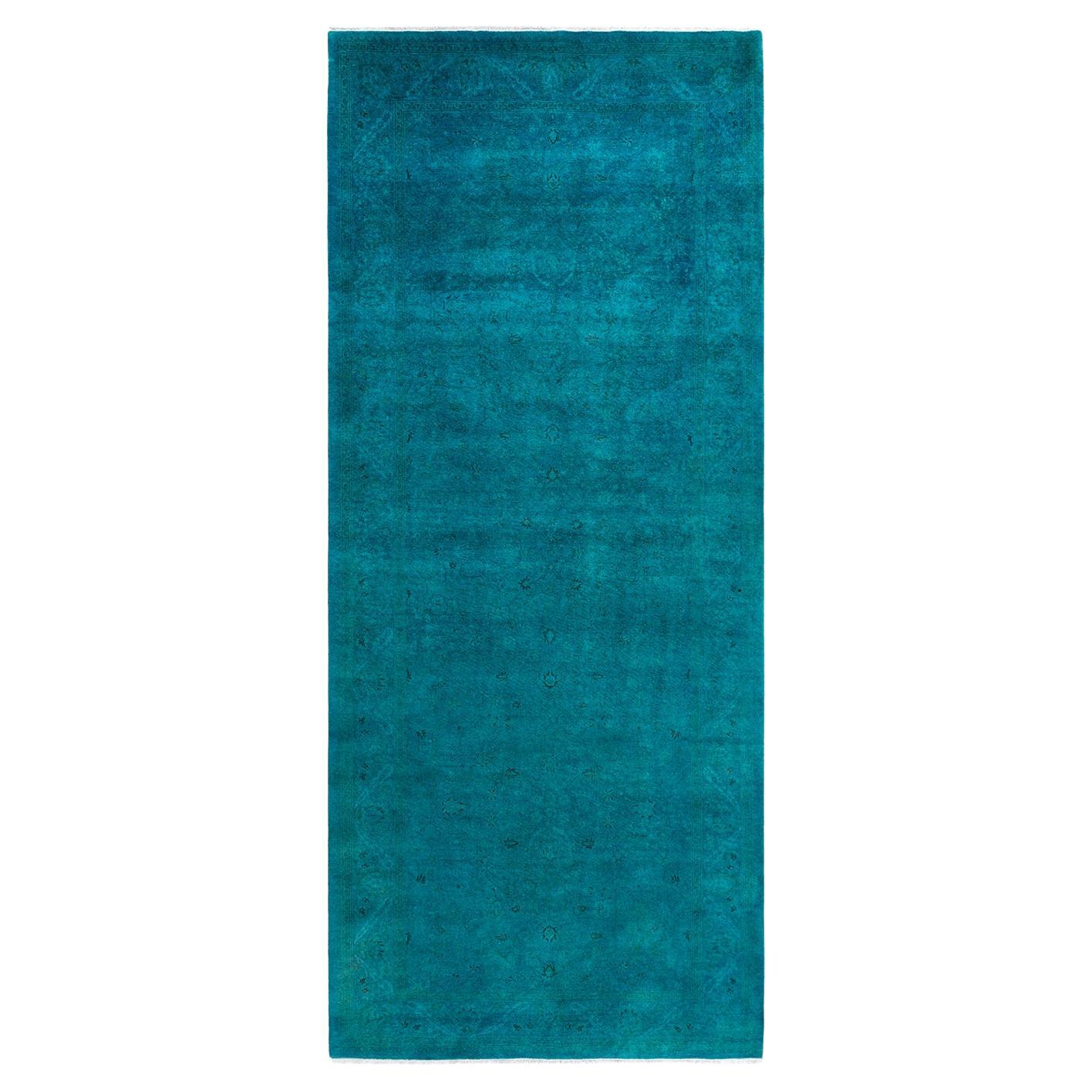 Tappeto contemporaneo Fine Vibrance in lana annodata a mano di colore blu in vendita