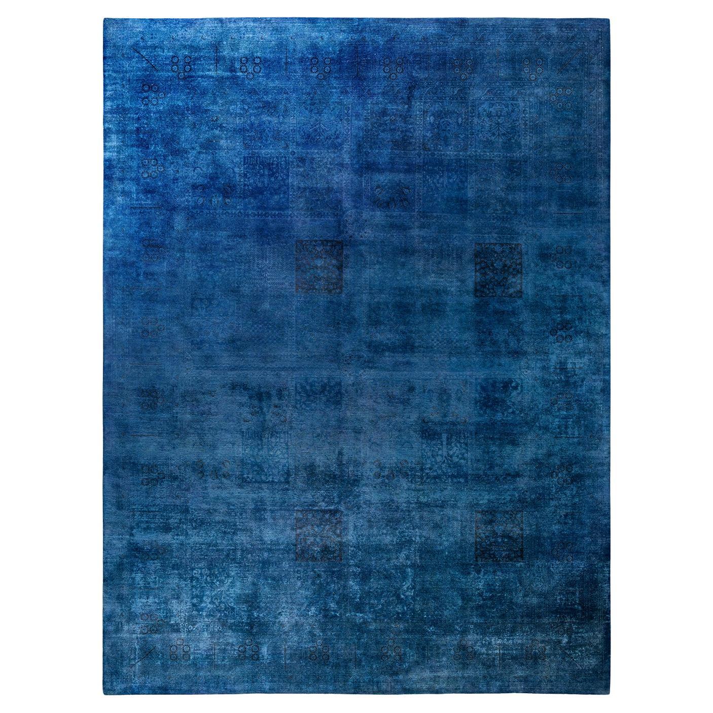 Tappeto contemporaneo Fine Vibrance in lana annodata a mano di colore blu