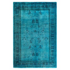 Tappeto contemporaneo Fine Vibrance in lana annodata a mano di colore blu