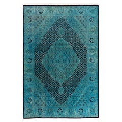 Tappeto contemporaneo Fine Vibrance in lana annodata a mano di colore blu