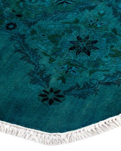Contemporary Fine Vibrance Hand Knotted Wool Blue Octagon Area Rg