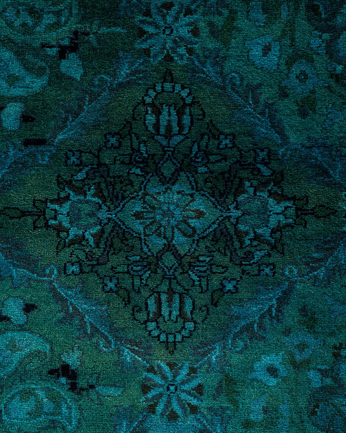 Pakistani Contemporary Fine Vibrance Hand Knotted Wool Blue Octagon Area Rg For Sale